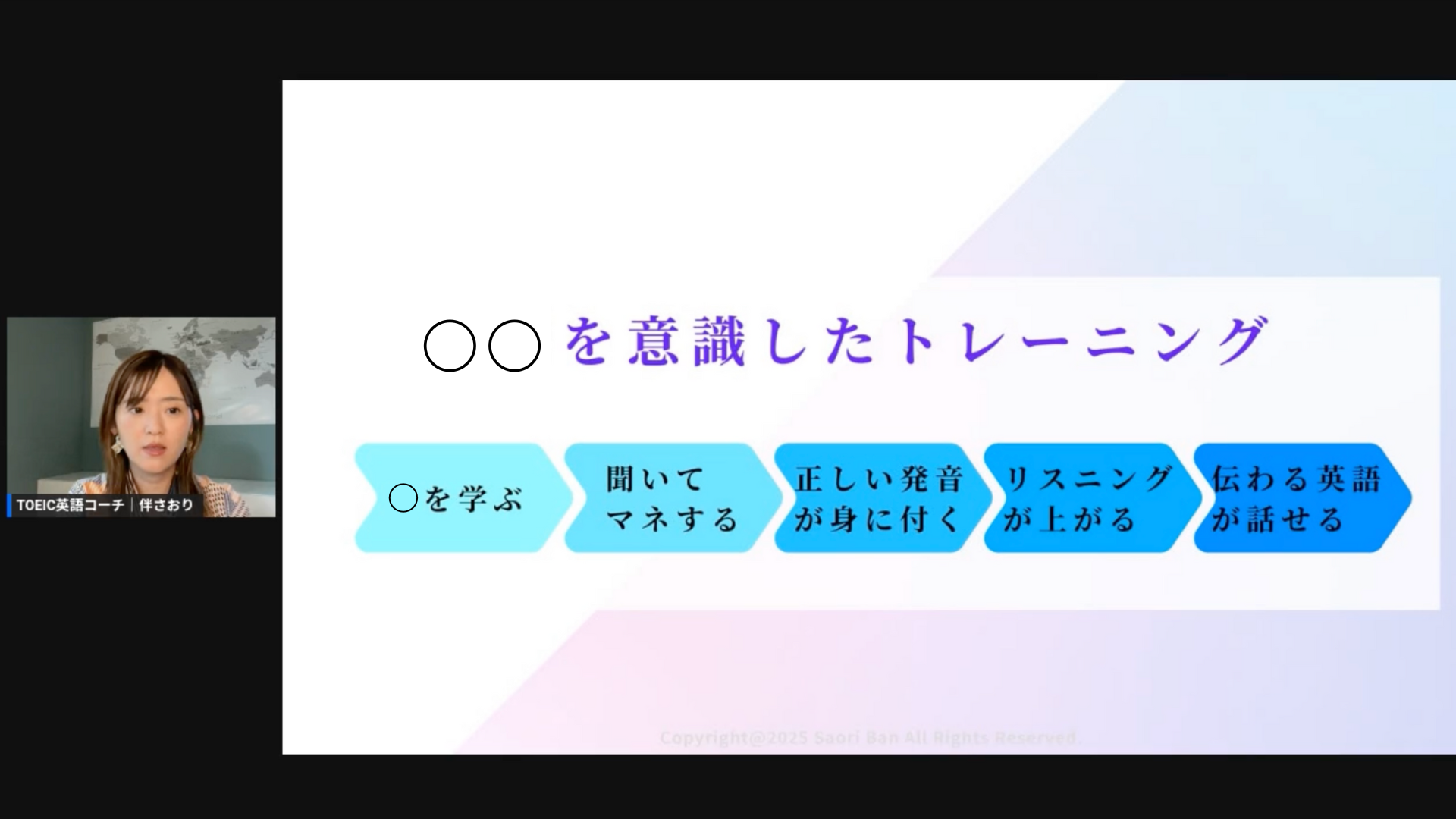 第1話:英語力が伸びない原因についての講座画面
